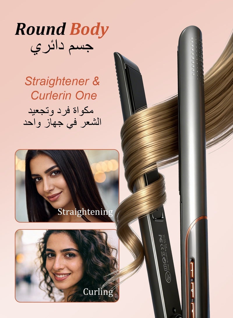 فوريول مكواة فرد وتجعيد الشعر 2 في 1، مكواة سيراميك مسطحة، تسخن حتى 230 درجة مئوية، مزودة بقفازات مقاومة للحرارة - Image 4